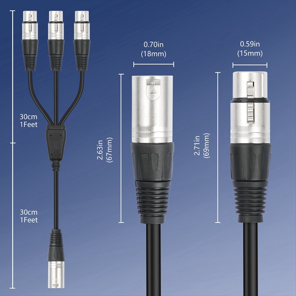 (PQWN) Kabel Splitter XLR 3Pin - Audio Splitter Y ulasan dan harga